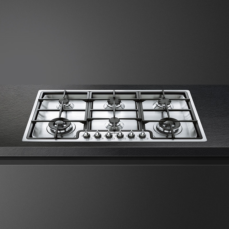 SMEG PGF96 Gas Hob, 90 cm, Classica Aesthetic (Stainless Steel)